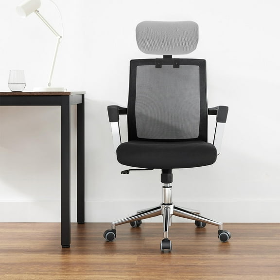 WRISTBIQUE Ergonomic Headrest for Office Computer Chair Black Plastic and Fabric 1Set