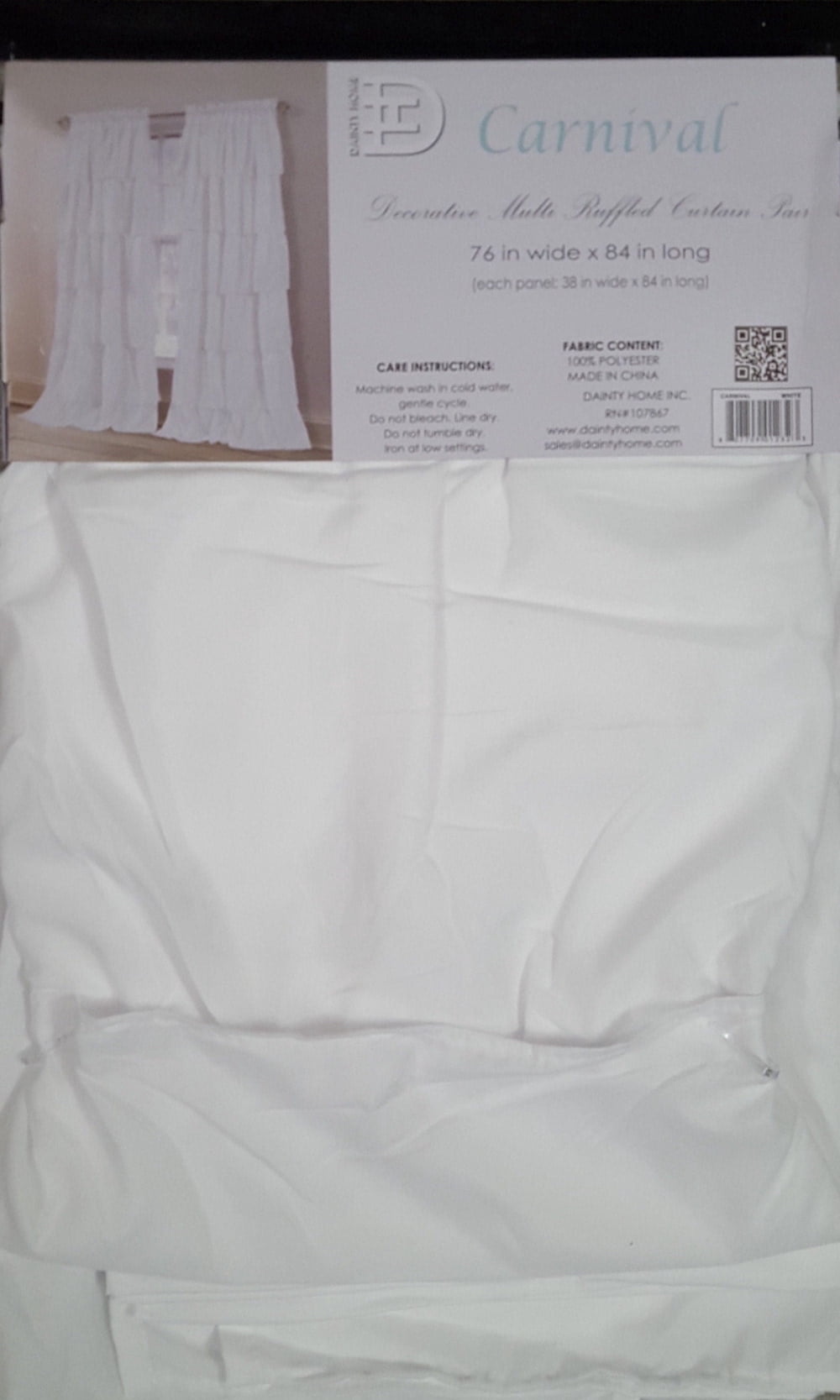 Dainty Home Rod Pocket Light Filtering Curtain Panel, 40" x 84" 2 Panels