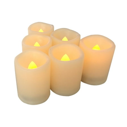 Battery Operated Flameless LED Votive Candles with Timer Flickering Electric Decorative Fake Candle Lights for Wedding Party Decoration, 1.5x2,6-Pack, Batteries Included