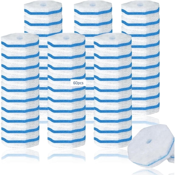 60 Pcs Wand Refill Compatible with most Toilet Bowl Wand Refill,Disposable Toilet Bowl Brush Holder Set, Bathroom Cleaning System for Sink Bathtub Wash Basin