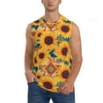 thumbnail image 2 of Lsque Bohemian Sunflower Print Men's Cotton Blend Sleeveless Muscle Shirts (S-3XL)- Moisture Wicking, Odor Protection, UPF 30+,Medium, 2 of 8