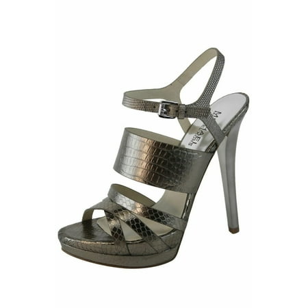 

Michael Kors Nadja Platform Sandal Metallic Embossed Bronze Nickel Leather 10 M New