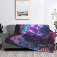 thumbnail image 2 of Fotbe Neon Buddha Cityscape Manta de Franela con Estampado, Manta Ultrasuave para Cama, Sofá, Auto, Hipoalergénica y Antibolitas-80"x60", 2 of 6