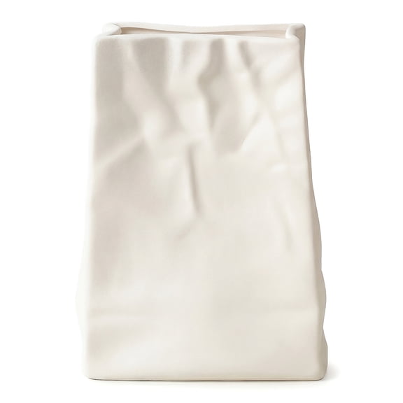 Unique Bargains Modern Ceramic Inch Matte Flower Ribbed Vase White 5.0" x 2.8" x 6.7"