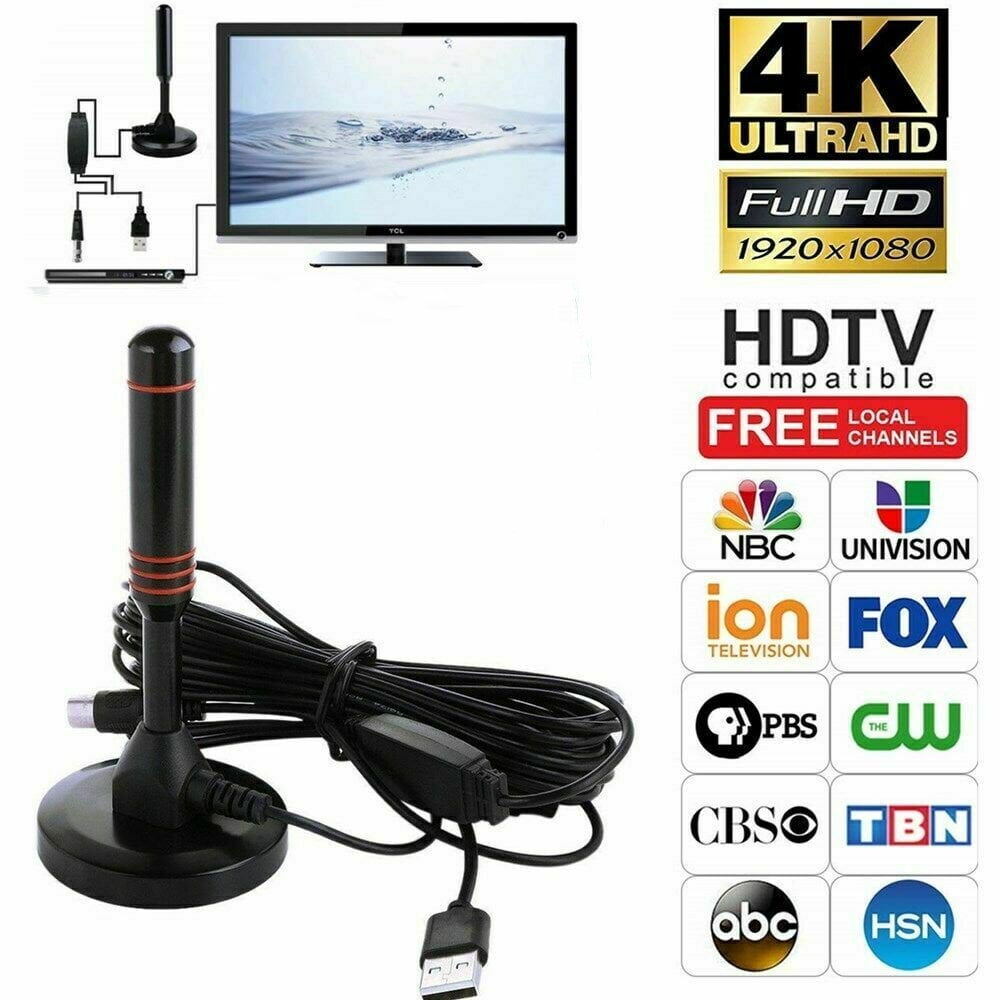 Antenne TV Intérieure Numérique Avec Amplificateur - Réception 4K 1080p, Portée 150 Km, Câble 5 M, Pour Smart TV