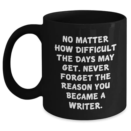 Inspirational Gifts for Writers: Motivational Writer Quote Black Coffee Mug - Gift Idea for Writing Graduation Celebration - Unique Gifts from You to the Writer in Your Life