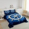 thumbnail image 3 of Erosebridal Sailboat Rudder Bedding Queen Comforter Set, Nautical Down Comforter, Navy Blue Ombre Room Decor, Reversible 3 Pieces, 3 of 8