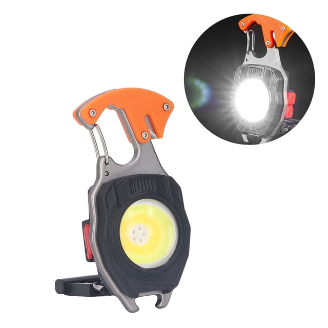 Lampe de Poche Porte-Clés LED, Multifonctionnel Mini Travail Lumière Type C de Charge Ressort Crochet en Alliage d'Aluminium pour l'Urgence