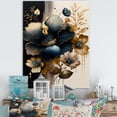 thumbnail image 2 of Designart Dark Blue And Gold Hibiscus II Canvas Wall Art, 2 of 5