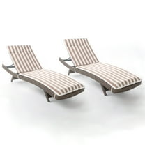 Noble House Anthony Outdoor Wicker Lounge with Cushion, Set of 2, Multibrown, Brown and White Stripe