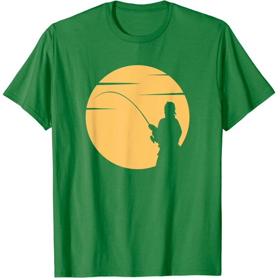 Cool Fisherman Fishing by the Lake at Sunset Fishing Rod T-Shirt