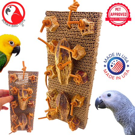 Bonka Bird Toys 1423 Mahogany Munch Board Chew Shred Parrot Cage Toy Conure Pet