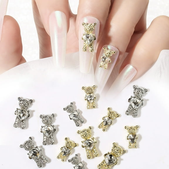 Joernso 20Pcs/Bag Nail Decor Cute Shape Nail Art Alloy 3D Bear Nail Rhinestones for DIY Crafts