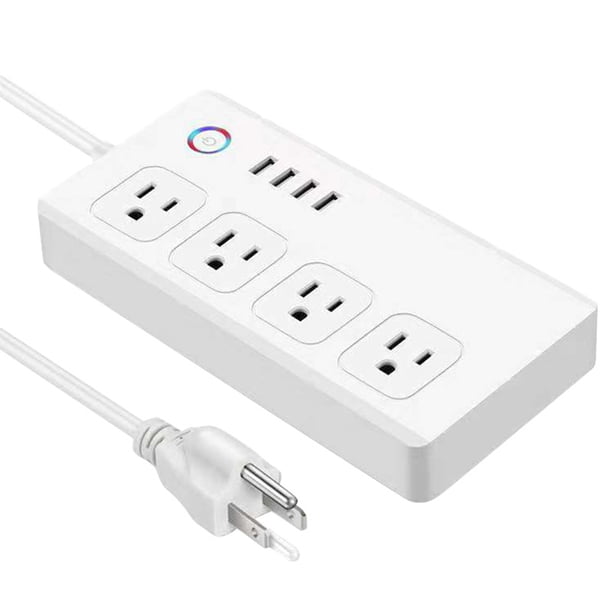 Regleta De Alimentación Wifi Inteligente Con 4 Enchufes Y 4 Puertos Usb, Enchufe Inteligente Inalámbrico, Placa De Alimentación De Control Remoto, Compatible Con Control De Voz Inevent EL017127-01