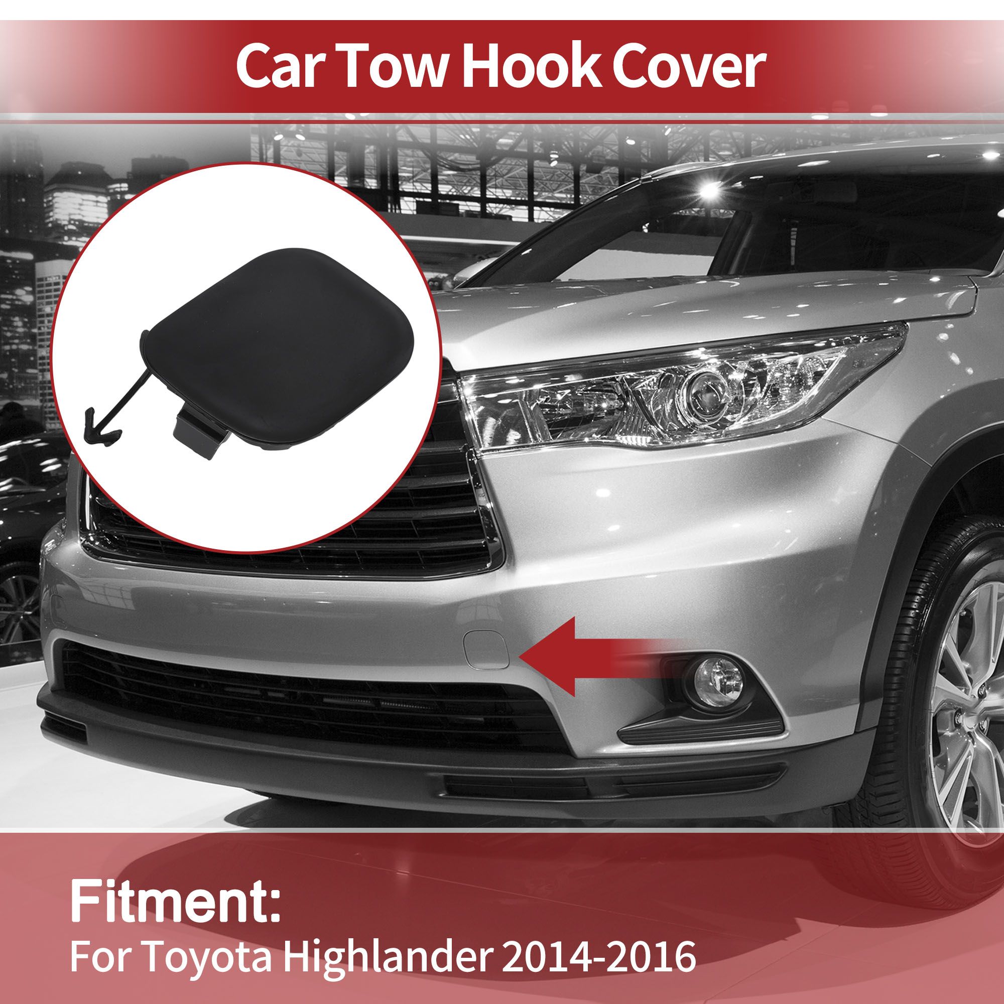 Unique Bargains Tow Hook Car Cover for Toyota Highlander 2014-2016 Black