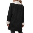thumbnail image 5 of Ecqkame Womens 2023 Winter Fuzzy Fleece Open Front Cardigans Jacket Coats Clearance Women Winter Warm Composite Plush Button Lapel Collar Jacket Outwear Coat Black XXL, 5 of 6