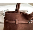 thumbnail image 4 of 2025 Fall New Women's Suede Tote Bag - Y2K Retro Vintage Shoulder Purse with Top Handle for Work & College, 4 of 6