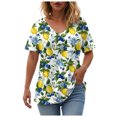 thumbnail image 6 of vigerkar Women's Casual Boho Floral Printed V Neck Tops Short Sleeve T Shirt Blouses (Yellow, S), 6 of 9