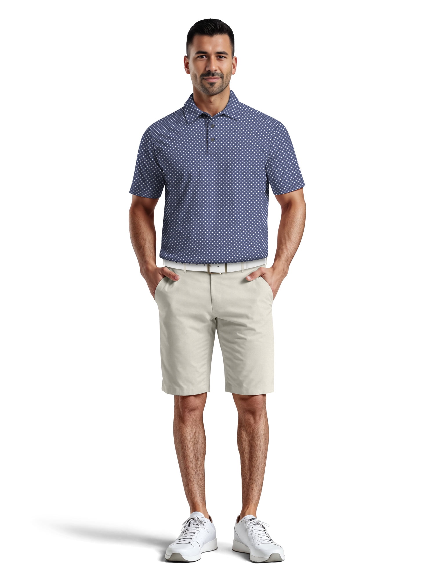 Ben Hogan Men's & Big Men's Performance Allover Geo Print Short Sleeve Golf Polo Shirt, Sizes S-5XL