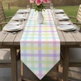 thumbnail image 6 of Green Beige Plaid Table Runner Linen Burlap Table Runner 70 Inches Long Buffalo Farmhouse Art Checkered Dresser Scarves for Kitchen Island Coffee Dining Party Wedding Banquet Holiday Decor 13"x70", 6 of 8