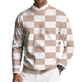 thumbnail image 2 of Men's Round Neck Long Sleeve Ribbed Knit Plaid Pullover, Sweater for Fall Winter, Casual Style and Holiday Gatherings,Light pink,M, 2 of 7