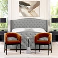 thumbnail image 2 of Marcella Upholstered Shelter Headboard Bed Set King Opal Grey Velvet, 2 of 5