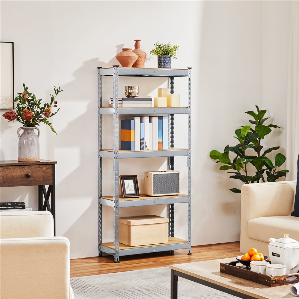 Yaheetech 2 Pieces of 5 Tiers Boltless Storage Shelf Goods Rack for Home Warehouse, Light Gray