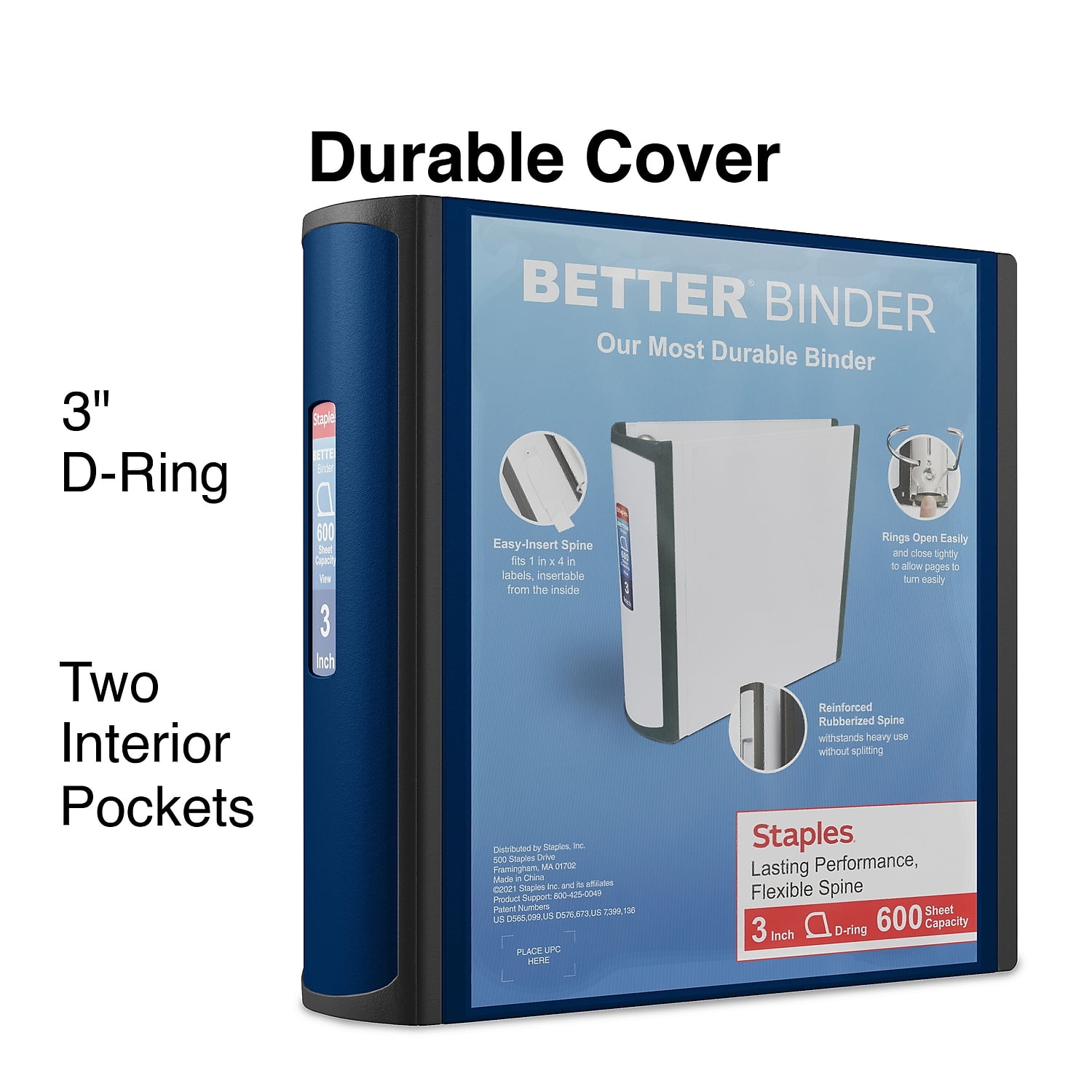 Staples Better 3-Inch D 3-Ring View Binder Blue (15127-CC) 702875