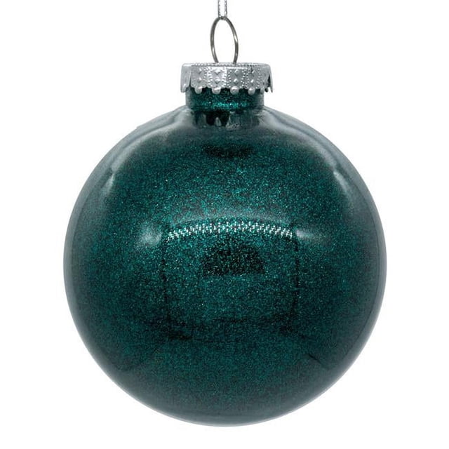Vickerman N211562 Boule Transparente Pailletée de 6 Po, Bleu Mer - Lot de 4
