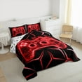 thumbnail image 4 of Manfei Teens Game Console Bedding Comforter Set, Black Red Neon Gradient Twin Comforter Sets, Modern Video Game Lover Reversible Bedding Set, Microfiber Bedroom Decor, 2pcs, 4 of 9