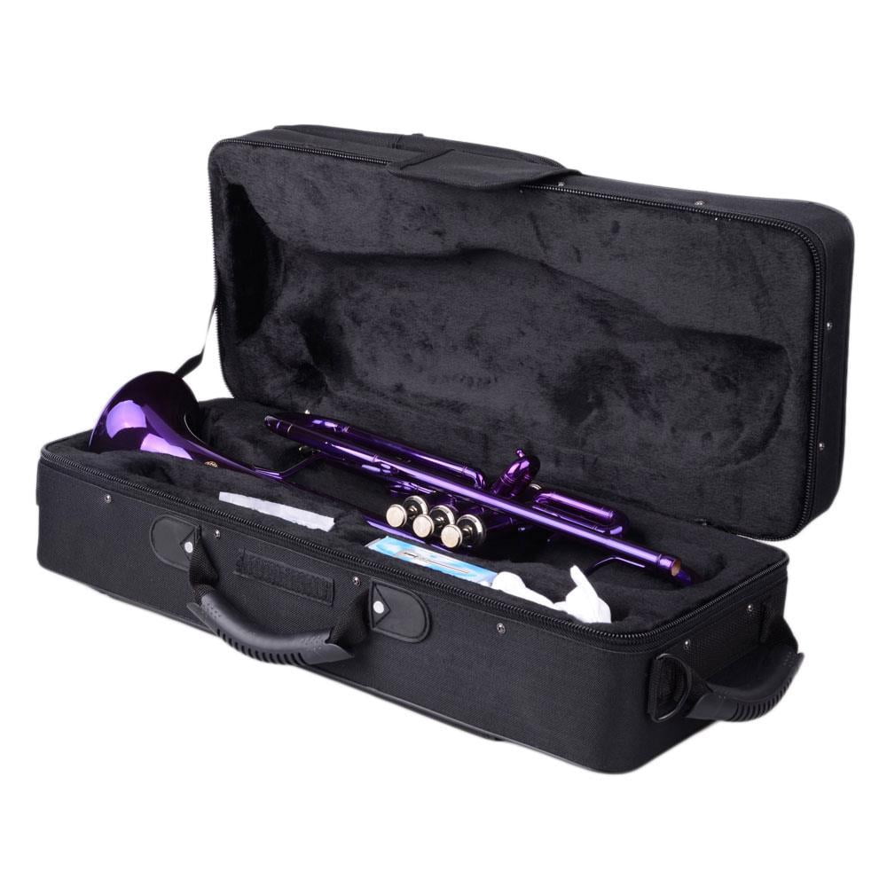 SamyoHome Bb Beginner School Band Trumpet with Mouthpiece Case, Purple