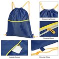 thumbnail image 4 of Uxcell Drawstring Backpack Bags Drawstring Gym Bags with W Zipper Side Pocket for Women Men Navy Blue, 4 of 5
