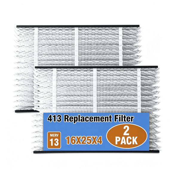 2 Pack 413 Replacement Air Filter, MERV 13, Nominal 16x25x4, Actual Size 16"x28"x4", HVAC Furnace Whole House Air Purifier Filter, Compatible with Models 4400, 3413, 2416, 2413, 1610, 1413