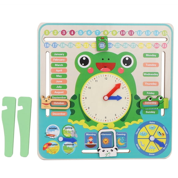 Reloj Calendario Multifuncional, Reloj Calendario Multifuncional de Madera Reloj Calendario de Juguete Juguete Educativo Solución Innovadora