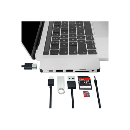 Hyper - 7-Port Universal USB-C Hub - USB-C Docking Station for Laptops - Silver