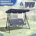 thumbnail image 6 of Howsvn 3 Seat Outdoor Patio Swing with Converting Canopy, Cushioned Steel Frame Porch Canopy Swing Chair, Swing Glider Hammock for Patio, Garden, Navy Blue, 6 of 10