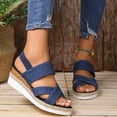 thumbnail image 4 of CQONEPT Espadrilles Flatform Sandals for Women, Ankle Strap Womens Wedge Sandals Open Toe Espadrille Wedge Sandals for Women Concise Casual Summer Womens Shoes Blue Size 7.5, 4 of 5