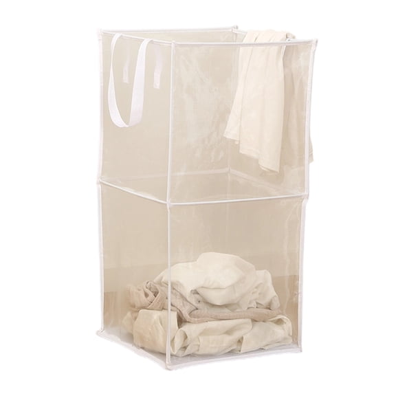 Foldable Square Laundry Basket Foldable for Space Saving Storage in Bathroom or Bedroom Sturdy Polyester Meshes Design