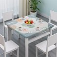 thumbnail image 3 of Blue Boho Abstract and Plant Pattern Square Fitted Tablecloth with Elastic Edge,Square Table Cover,Washable Elastic Table Cover for Home Kitchen Party Decor 36"x36", 3 of 6