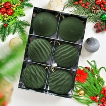 Bxaolu 3.15" Large Christmas Balls - Christmas Tree Decoration Ornaments Flocked Christmas Hanging Balls for Xmas Holiday Wedding Decorations Set of 6 -Green