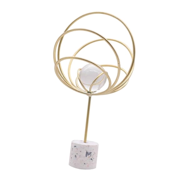 Creative Wrought Iron Crystal Ball Ornament Sculpture with Base for Entrance Five rings