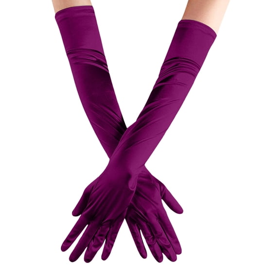 Fgnfyis Elegant Women Satin Gloves for Wedding Party Evening Formal Events and Watermelon Red One Size