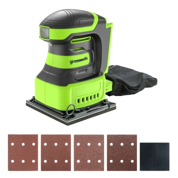 Greenworks 24V Cordless 1/4 Quarter Sheet Sander Tool Only, 11,000 OPM Sander with Dust Collection Bag and Sandpaper