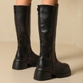 thumbnail image 6 of E-856 Black Womens Knee High Boots Round Toe On Thick Sole Comfortable Long Boots For Women, 6 of 9