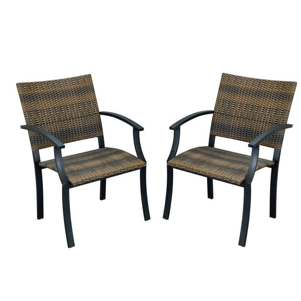 Home Styles Newport Outdoor Arm Chairs, Set of 2, Black/Brown - Walmart