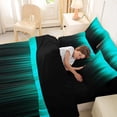thumbnail image 5 of jejeloiu Abstract Geometric Striped 7pcs Bedding Comforter Set For Boys,Teal Black Ombre Queen Bedding Sets For Kids,Reversible, 5 of 7