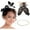 Black, variant on Vintage Fascinator Hat Feather Mesh Face Veil Hat Tea Party Headwear and Pearl Necklace for Wedding and Short Lace Gloves