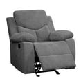 thumbnail image 3 of Fabric Upholstered Glider Recliner Chair with Pillow Top Armrest Gray - Saltoro Sherpi, 3 of 5