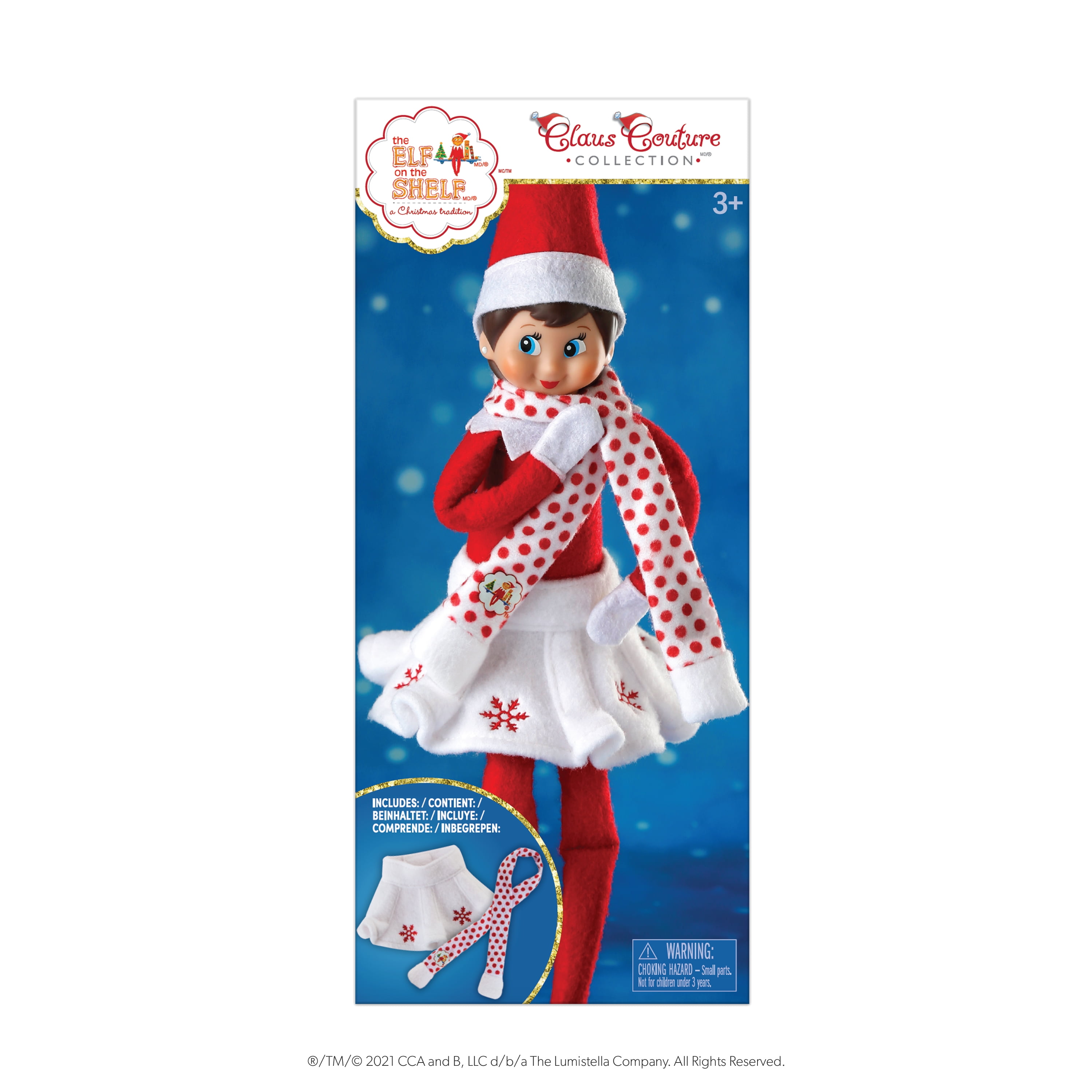 Claus Couture snowflake skirt & scarf set Elf on the Shelf