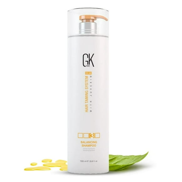 GK HAIR Shampooing Équilibrant à la Kératine Globale (33.8 Fl Oz/1000ml) pour Cheveux Gras et Colorés, Restaure les Niveaux de pH Idéal pour Cheveux Surtraités et Écologiquement Stressés